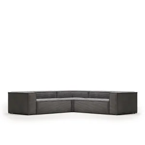 Blok 4 seater corner sofa in grey wide seam corduroy, 290 x 290 cm by Kave Home, a Sofas for sale on Style Sourcebook