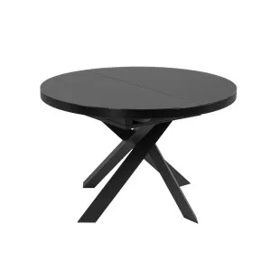 Vashti extendable round glass table with steel legs with black finish Ø 120 (160) cm by Kave Home, a Dining Tables for sale on Style Sourcebook