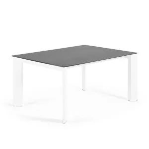 Axis porcelain extendable table in Volcano Rock finish with white legs 160 (220) cm by Kave Home, a Dining Tables for sale on Style Sourcebook