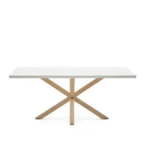 Argo table in melamine with white finish and wood-effect steel legs 200 x 100 cm by Kave Home, a Dining Tables for sale on Style Sourcebook