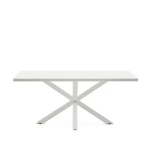 Argo table in melamine with black finish and steel legs with white finish 180 x 100 cm by Kave Home, a Dining Tables for sale on Style Sourcebook