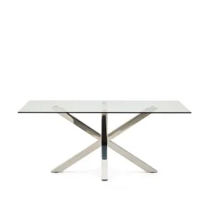 Argo glass table with stainless steel legs 180 x 100 cm by Kave Home, a Dining Tables for sale on Style Sourcebook