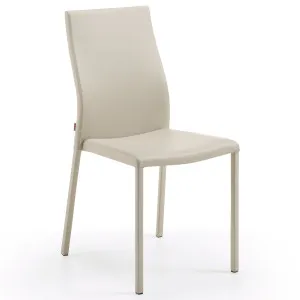 Abelle faux leather chair in beige steel by Kave Home, a Dining Chairs for sale on Style Sourcebook