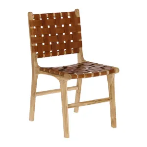 Calixta chair in leather and solid teak by Kave Home, a Dining Chairs for sale on Style Sourcebook