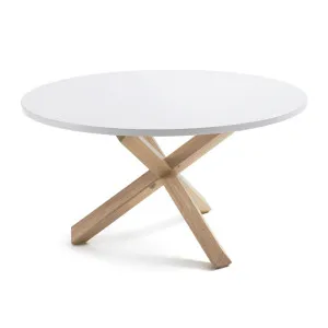 Lotus table in white with solid oak legs, Ø 135 cm by Kave Home, a Dining Tables for sale on Style Sourcebook