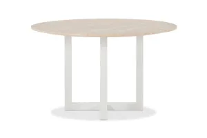 Bronte Round Travertine Dining Table, Travertine/White, by Lounge Lovers by Lounge Lovers, a Dining Tables for sale on Style Sourcebook