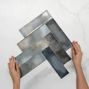 Anthracite Grey Leon Spanish Subway Tile Gloss 69 x 240mm Ceramic by The Blue Space, a Subway Tiles for sale on Style Sourcebook