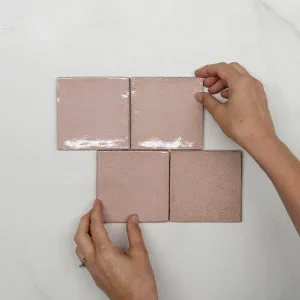 Pink Dianna Zellige Tile 100 x 100 x 9mm Spanish Ceramic by The Blue Space, a Ceramic Tiles for sale on Style Sourcebook