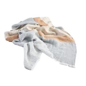 Tallows Linen Throw - Natural/Ochre/Blue by Eadie Lifestyle, a Throws for sale on Style Sourcebook