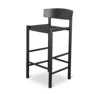 Erika 65cm Bar Stool - Full Black with Back Rest by Interior Secrets - AfterPay Available by Interior Secrets, a Bar Stools for sale on Style Sourcebook