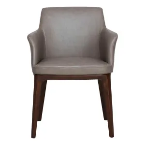 Hayes Carver Dining Chair in Alpine Leather Grey / Brown by OzDesignFurniture, a Dining Chairs for sale on Style Sourcebook