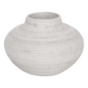 Woven Decorative Basket Low 35x26cm in White by OzDesignFurniture, a Baskets & Boxes for sale on Style Sourcebook