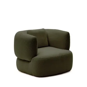 Martina armchair in dark green bouclé with cushion by null, a Chairs for sale on Style Sourcebook