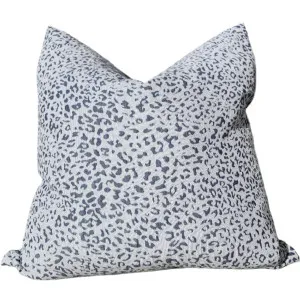 Leopard Jacquard Cotton Cushion Square 55cm - Blue by Macey & Moore, a Cushions, Decorative Pillows for sale on Style Sourcebook