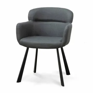 Ex Display - Kemp Fabric Dining Chair - Gunmetal Grey with Black Legs - Last One by Interior Secrets - AfterPay Available by Interior Secrets, a Dining Chairs for sale on Style Sourcebook