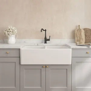 Turner Hastings Novi Farmhouse Double Bowl Butler Sink Matte White 850mm by Turner Hastings, a Basins for sale on Style Sourcebook