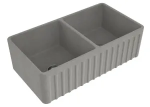 Turner Hastings Novi Ribbed Farmhouse Double Bowl Butler Sink Concrete Look 850mm by Turner Hastings, a Basins for sale on Style Sourcebook