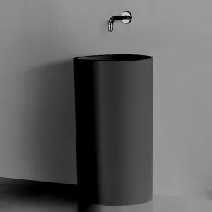 Gallaria Alta Freestanding Pedestal Stone Basin Black 495mm X 810mm by Gallaria, a Basins for sale on Style Sourcebook