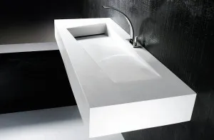 Gallaria Blanca Rectangular Wall Hung Stone Basin White 1190mm by Gallaria, a Basins for sale on Style Sourcebook