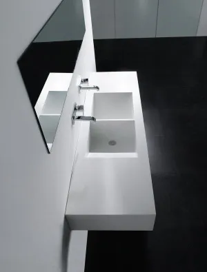 Gallaria Amo Rectangular Wall Hung Stone Basin White 1600mm by Gallaria, a Basins for sale on Style Sourcebook