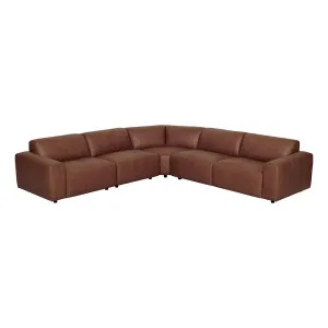 Harry 7 Seater Modular Sofa in Ultra Leather Dark Brown by OzDesignFurniture, a Sofas for sale on Style Sourcebook