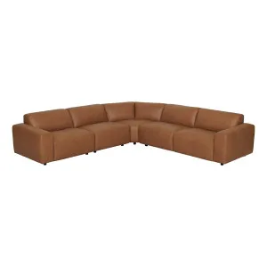 Harry 7 Seater Modular Sofa in Ultra Leather Light Brown by OzDesignFurniture, a Sofas for sale on Style Sourcebook