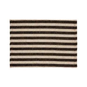 Selvana 2 individual cotton table mat set with beige and black stripes by Kave Home, a Table Cloths & Runners for sale on Style Sourcebook