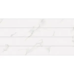 Bora Carrara White Panel Embossed Gloss Tile by Beaumont Tiles, a Marble Look Tiles for sale on Style Sourcebook