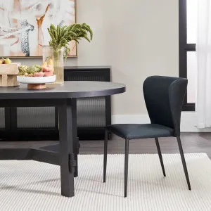 Alexa Dining Chair Set of 2 - Black Metal legs by CAFE Lighting & Living, a Dining Chairs for sale on Style Sourcebook