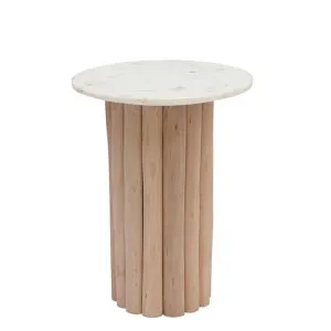 Hanno Side Table White Marble & Wood by James Lane, a Side Table for sale on Style Sourcebook