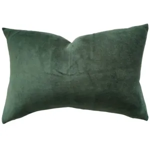 Fontainebleau Cotton Velvet & French Linen Two Sided Cushion 40x60cm Lumbar - Emerald Green by Macey & Moore, a Throws for sale on Style Sourcebook