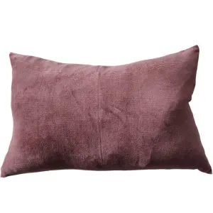 Fontainebleau Cotton Velvet & French Linen Two Sided Cushion 40x60cm Lumbar - Burgundy by Macey & Moore, a Throws for sale on Style Sourcebook