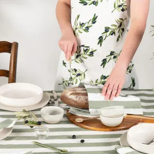 Canningvale Cucina Stripe Tablecloth - White, 150 x 240cm, 100% Cotton by Canningvale, a Table Cloths & Runners for sale on Style Sourcebook