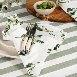 Canningvale Cucina Stripe Tablecloth - White, 100% Cotton by Canningvale, a Table Cloths & Runners for sale on Style Sourcebook