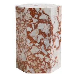 Ada Haxagon Side Table 50cm in Red / White Marble by OzDesignFurniture, a Side Table for sale on Style Sourcebook