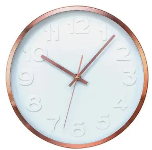 Ex Display - Arch Analogue Clock with Numbers White Face - Copper by Interior Secrets - AfterPay Available by Interior Secrets, a Clocks for sale on Style Sourcebook