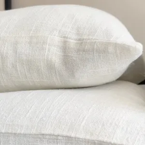 Olga Linen Cotton Cushion 40x60cm Lumbar - White by Macey & Moore, a Cushions, Decorative Pillows for sale on Style Sourcebook