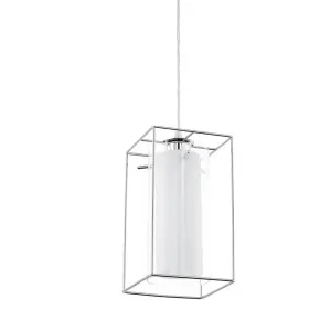 Eglo Loncino 1 Chrome Clear And Opal Twin Glass Pendant Light 1 Light by Eglo, a Pendant Lighting for sale on Style Sourcebook