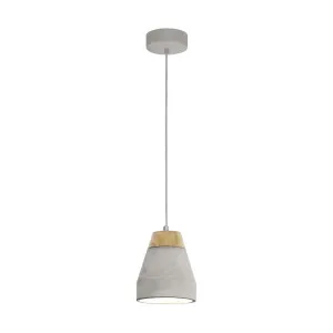 Eglo Tarega Concrete and Wood Pendant Light 1 Light by Eglo, a Pendant Lighting for sale on Style Sourcebook