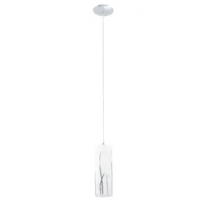 Eglo Rivato White Glass With Chrome Design Pendant Light 1 Light by Eglo, a Pendant Lighting for sale on Style Sourcebook