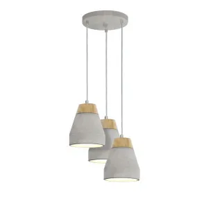 Eglo Tarega Concrete and Wood Pendant Light 3 Light by Eglo, a Pendant Lighting for sale on Style Sourcebook