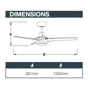 Spyda 3 Blade 50" Indoor/Outdoor Designer Ceiling Fan With 20W TRI Colour Dimmable LED Light Teak by Ventair, a Ceiling Fans for sale on Style Sourcebook