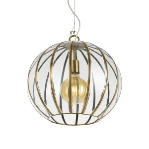 Ball Antique Brass Telbix Medina  Pendant Light With Glass Large by Telbix, a Pendant Lighting for sale on Style Sourcebook