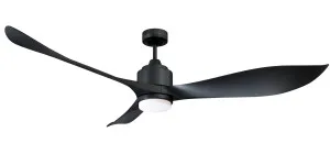 Eagle 66" XL  DC 3 Blade Ceiling Fan With Dimmable 12W LED Light And Remote Black by Mercator, a Ceiling Fans for sale on Style Sourcebook