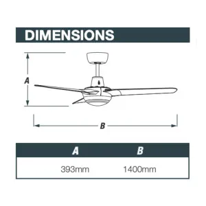 Spyda 3 Blade 56" Indoor/Outdoor Designer Ceiling Fan With 20W TRI Colour Dimmable LED Light White by Ventair, a Ceiling Fans for sale on Style Sourcebook