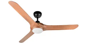 Spyda 3 Blade 62" Indoor/Outdoor Designer Ceiling Fan With 20W TRI LED Light Teak by Ventair, a Ceiling Fans for sale on Style Sourcebook