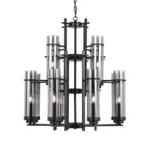 Telbix Burgess Antique Black Industrial Pendant Light (E14) 12 Light by Telbix, a Pendant Lighting for sale on Style Sourcebook