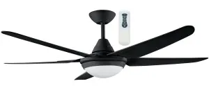 Randle / Bernie Deka 52" 1300mm Indoor/Outdoor Ceiling Fan With LED Light and Remote Black - CCT by Deka, a Ceiling Fans for sale on Style Sourcebook