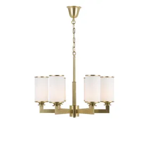 Telbix Ahern Brass and Opal Glass E27 Pendant Light 6 Light by Telbix, a Pendant Lighting for sale on Style Sourcebook