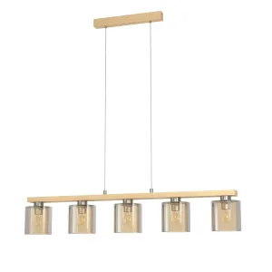 Eglo Castralvo Amber Pendant Bar Light (E27) 5 Light by Eglo, a Pendant Lighting for sale on Style Sourcebook